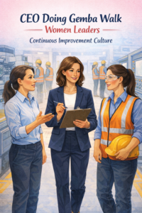 CEO doing gemba walk -- women leaders continuous improvement culture