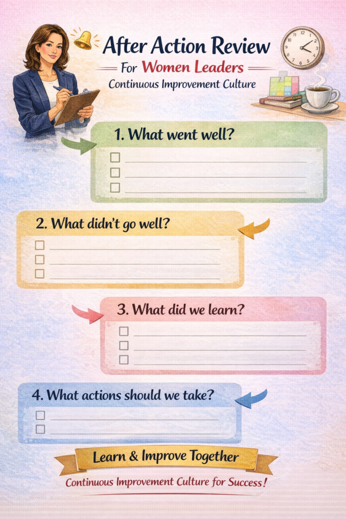After-action review	after action review template women leaders CI culture building